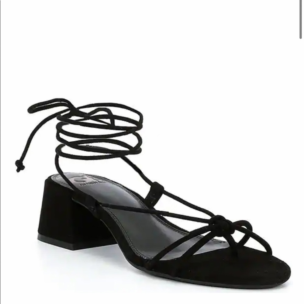 GB Servin-Lewks Suede Ankle Tie Low Block Heel